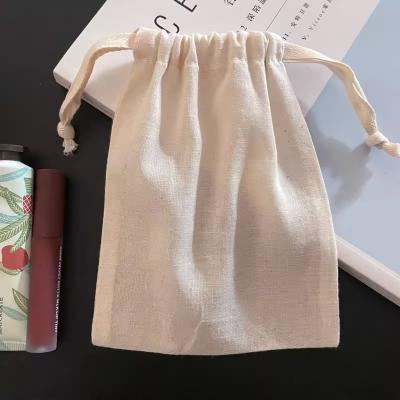 China Eco-friendly custom logo cotton canvas fabric muslin drawstring bag with printed canvas drawstring bag for sale