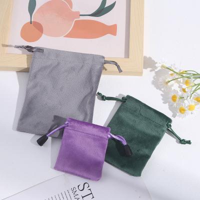 China Eco-friendly Custom Pouch Small Velvet Fabric Color Waist Drawstring Storage Packaging Bag With Custom Printed Logo for sale