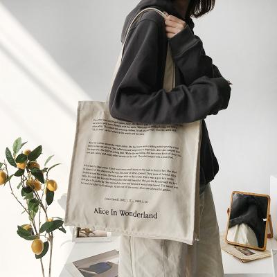 China Eco Friendly Canvas Bag Custom Design Printed Logo Thick Cotton Canvas Varsity Tote Bag With Inner Pocket Boxy for sale