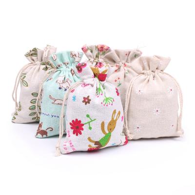 China Small Drawstring Bag Muslim Cotton Loose Multi-optional Multi String Multi-optional Floral Design Color Jewelry Tea Gifts Pouch Canvas Drawstring Bag for sale