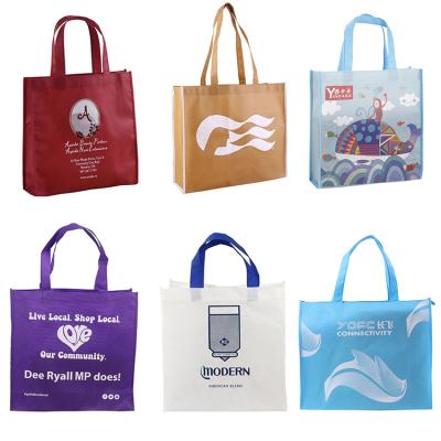 China Multi Color Eco Logo TNT Non Woven Fabric Reusable Custom Grocery Tote Shopping Bags for sale