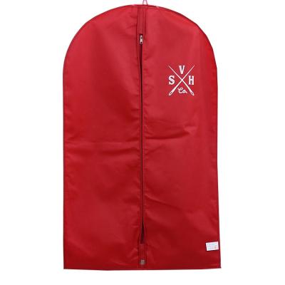 China Red Color Breathable Hanging Hanging Deluxe Foldable Garment Bag Dance Dress Costume Cover With Sturdy Full Zipper for sale