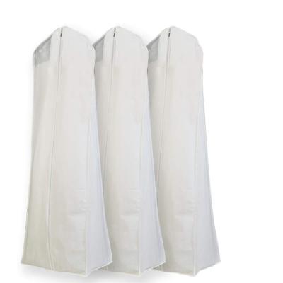 China Long Nonwoven Bridal Garment Bag Gusseted Breathable Elegant Breathable Dress Gown Cover Wedding White for sale