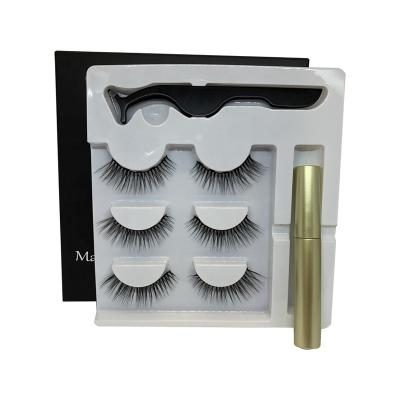 China Long natural pestanas postizas 5d magnetic eyelashes with eyeliner for sale