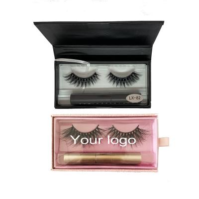 China Wholesale Thick Natural Reusable Soft Faux Mink Fur Private Label 3d 5d Real False Eyelashes Magnetic Eye Lashes With Eyeliner for sale