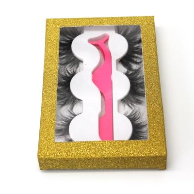 China private top 25-30times OEM silk 3 pair false eyelashes with box , 3d mink artificial eyelashes for sale