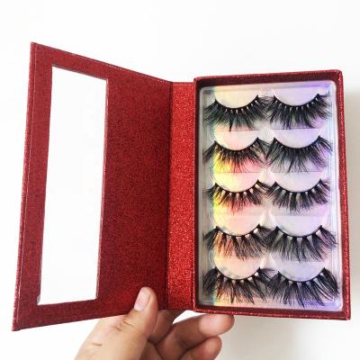 China Natural Long False eyelash 5 pair faux mink silk lashes vendor with Lashes book for sale