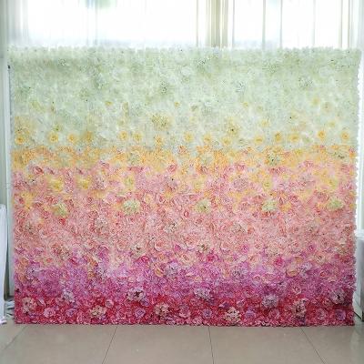 China Luxury High Quality Silk Fabric Artificial Flower Wall For Wedding Decoration Rose Flower Wall Artificial Wall Decor for sale