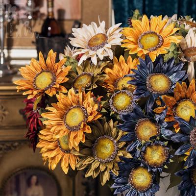 China Hot Sale Artificial Flower Sunflower Silk Flower For Wedding Decor for sale