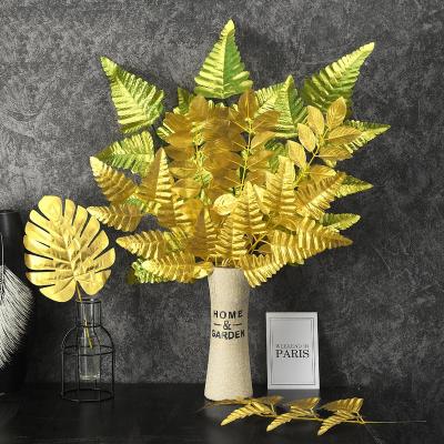 China Environmental Artificial Palm Leaves DIY Plant Gold Party Wedding Birthday Table Decoration Baby Shower Home Party Supplies for sale