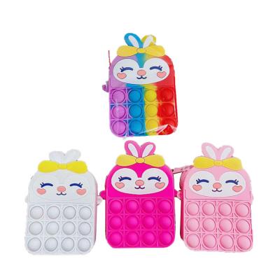 China Eco-friendly Fashion Rabbit Silicone Material Stress Reliever Push It Up Sensory Bubble Push It Wiggle Bag Squeeze Toys for sale