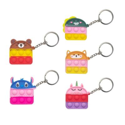 China 2022 Hot New Amazon Selling Silicone Cartoon Silicone Anti Stress Key Chain Kids Eco-friendly Material Sensory Toys Bubble Busy Person Toys for sale