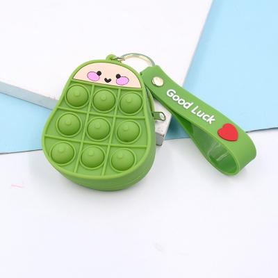 China 2022 Silicone Materials Eco-friendly Mini Fruit Shape Bubbles Bag Colorful Sensory Ring Wallet Coin Bags Fidget Rubber Toy for sale