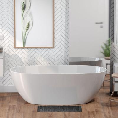 China Custom Japanese Style Eco-friendly Minimalist Modern Acrylic Bathroom Freestanding Soaking Bathtub for sale