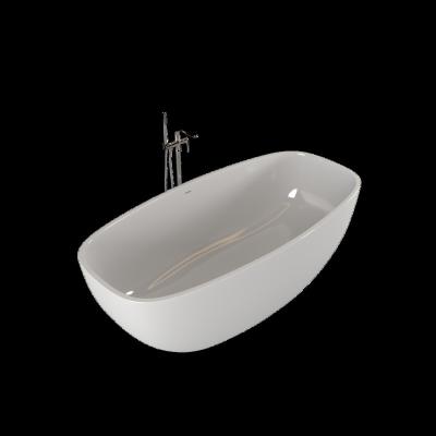 China Elliptical Freestanding Bathtub White Freestanding Soaking Artificial Stone Bathtubs for sale