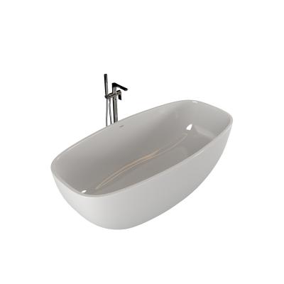 China Bathroom Tubs Cheap Freestanding White Oval Freestanding Soaker Tub Artificial Marble Bathtub for sale