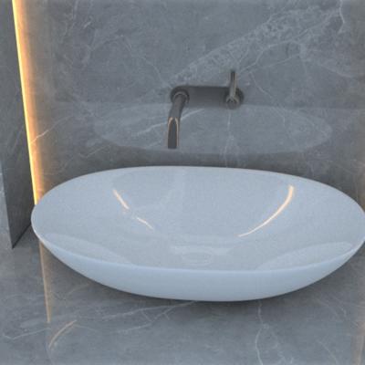 China Modern White Above Counter Bathrooms Wash Basin Artificial Marble Wash Basins for sale