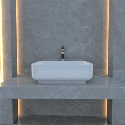 China Modern Artificial Marble Wash Basin White Above Counter Wash Basins Artificial Marble Bathroom Wash Basins for sale