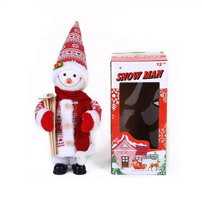 China Christamas Home Decoration 12 Inch 30CM Classic Design Moving Electric Snowman With Sleigh Christmas Home Decoration for sale