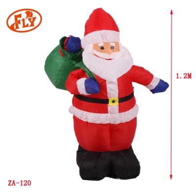 China Polyester Fabrics 1.2M High Quality Christmas Santa Claus With Gift Bag Classic Outdoor Inflatable for sale