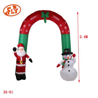 China Fabrics 2018 Santa Claus And Snowman Giant Inflatable Polyester Arch Door for sale