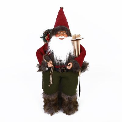 China 18 Inch Christmas Christamas Home Decor Sitting Santa Claus Traditional Christmas Holiday Collection With Classic Gift Bag and Sleigh for sale