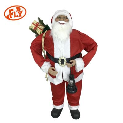 China Christamas Home Decoration 120CM Fix Popular Santa Claus With Red Plush Cloth And Big Gift Box For Christmas Decoration for sale