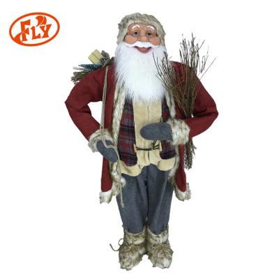 China Giant Christamas Home Decoration 150CM Fix Santa Claus With Big Gift Box And Branch For Christmas Decoration for sale