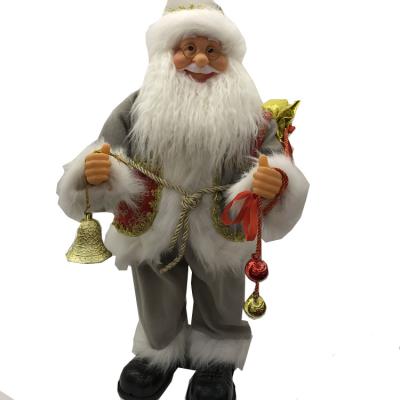 China Christamas House Decoration Gray Robe Plush Cloth Twaisting and Singing Santa Claus With Electric Bells for sale