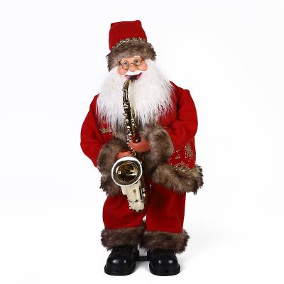 China Christamas Home Decoration 60cm Musical Animated Santa Claus Saxophone Christnas Home Decoration With Red Robe And for sale