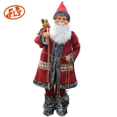 China Christamas Home Decoration 90CM Long Santa Claus Red Robe With Lantern And Electric Present For Christmas Decoration for sale