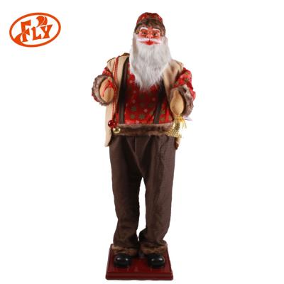 China Hot Sales Fabric 1.8M Big Moving And Singing Santa Claus With Overalls And Volume Control for sale