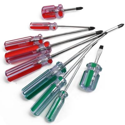 China Convenient And Durable Factory Handle Transparent Clear Plastic Screwdriver With Black Head for sale