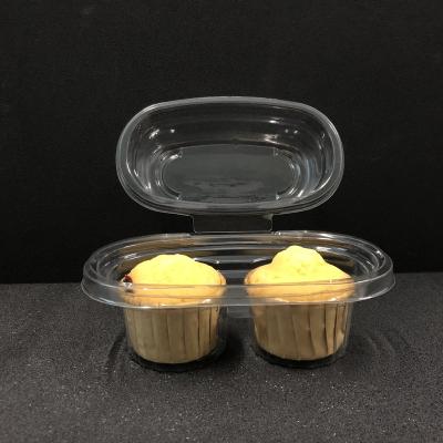 China Disposable Plastic Cupcake Containers With 2 Dividers for sale