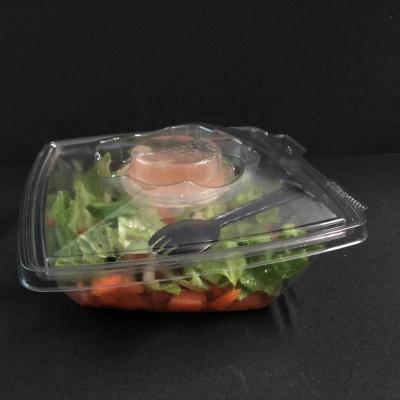 China Disposable Disposable Clear Blister Plastic Salad Container With Sauce Box UFO-32 for sale