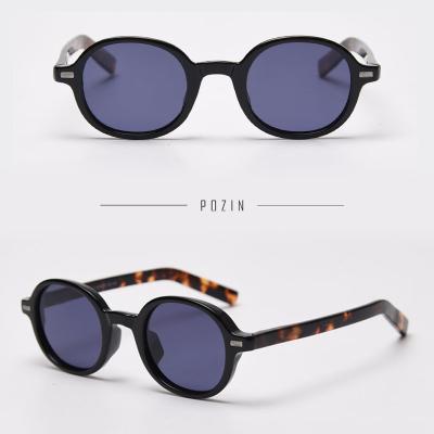 China Fashion sunglasses 2021 fashion factory price the latest round retro vintage acetate rice nail leopard handmade sunglasses for sale