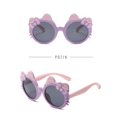 China High Quality Cute Soft Cat Cartoon TPEE Material KT Fashion Sunglasses Brand Kids Pink Sunglasses For Girl for sale