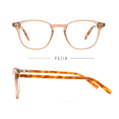 China To read round Korean orange literary student art retro classic lightweight leopard acetate handmade eyewear 2021 for sale