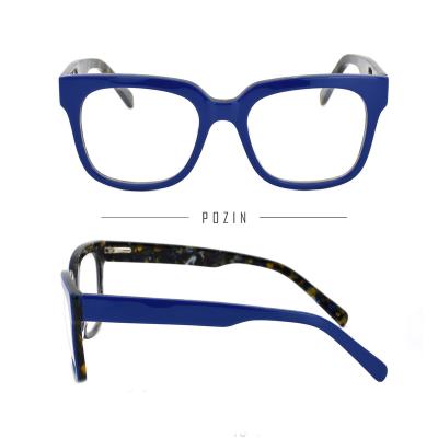 China To read 2021 newest brand luxury double color acetate myopia large square frame for sale