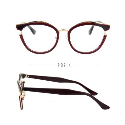 China For Reading 2021 Wine Red Gold Cat Eye Design Italy Fashion High Craft Handmade Acetate Glasses for sale