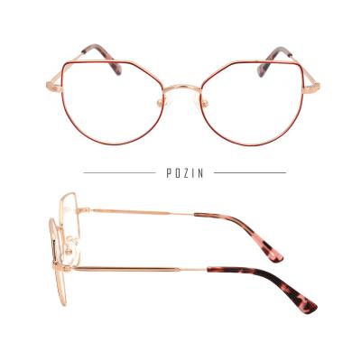 China For Reading High-end Fashion Rose French Lady Gold Cat Eye Student Soft Pink Steel Acetate Glasses For Girl for sale