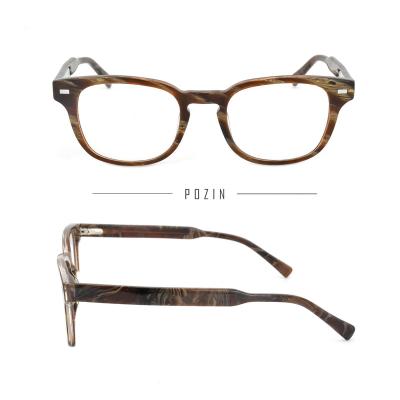 China For reading 2021 fashionable popular wood grain acetate myopia handmade square transparent glasses for sale