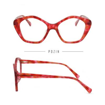 China To read the fashion show personalized big frame simple thick women's irregular rhombus diamond acetate glasses for sale