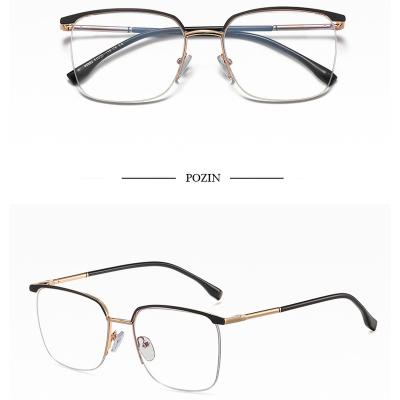 China For 2022 High End Lightweight Thin Reading Glasses Resist Fatigue Anti Blue Light Blocking Computer Man Half Frame Optical Eyewear for sale