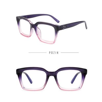 China Wholesale Fashion Classic Gradient Color Flat Anti Smudge Blueray Square Big Sight Grandma Grandpa Reading Glasses 2021 for sale