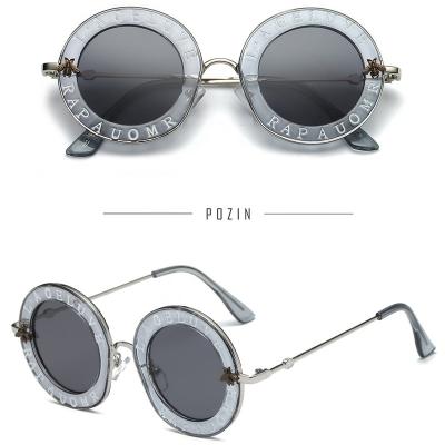 China Fashion sunglasses 2021 hot gray round metal bee print metal bee print luxury men women luxury shades sunglasses hot letter shades for sale