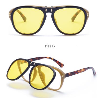 China Fashion Sunglasses eyewear vendor Retro rock flip up sunglasses double frame big star clip on sunglasses for sale