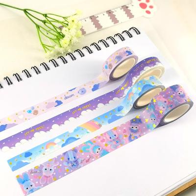 China Wholesale Waterproof Anime Adhesive Tape Stationery Foil Printing Washi Tape Set for sale