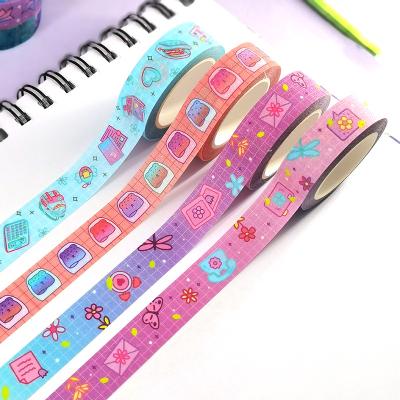 China Manufacturer Waterproof Custom Printing Colorful Cute Glitter Washi Tape For Journaling for sale