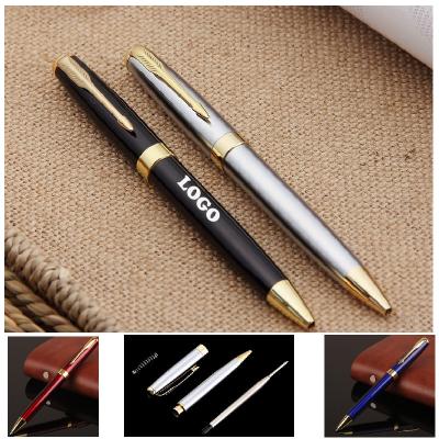 China Logo Print Metal Ballpoint Hand-het Schrijven Pennen met Chrome-Versiering Te koop